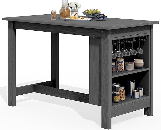 SERWALL Outdoor Bar Table, All Weather HDPE 36" Counter Height Dining Ta...