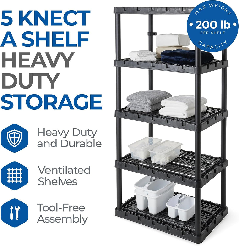 Gracious Living Knect-A-Shelf XL 5 Shelf Heavy Duty Storage Rack, 2 Pack