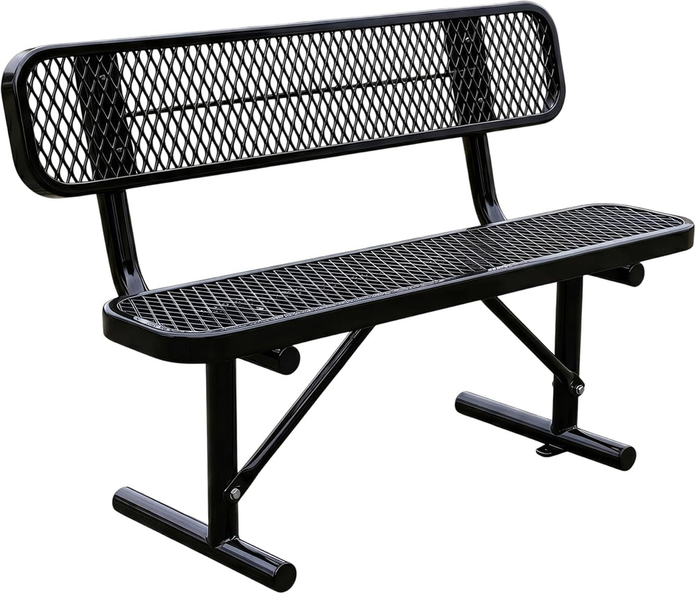 Yaluvantek 4 Ft Heavy-Duty Weatherproof Outdoor Park Metal Bench, Black