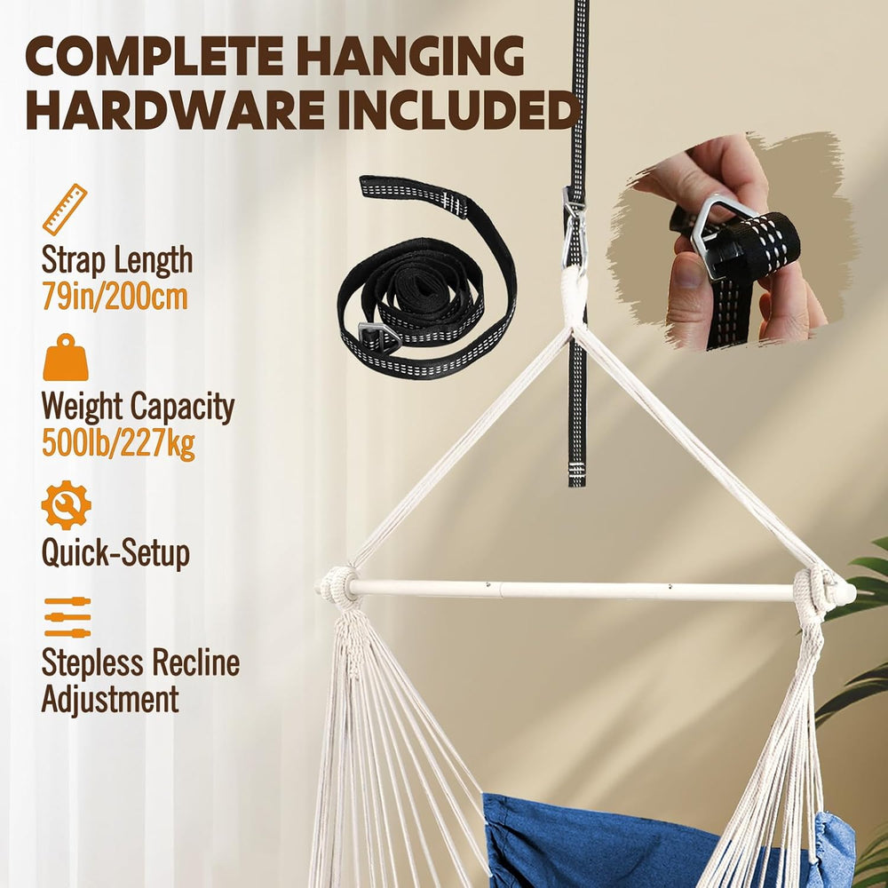 Chihee Hammock Chair Foot Rest 2 Cushions Max 500 lb Metal Spreader Bar