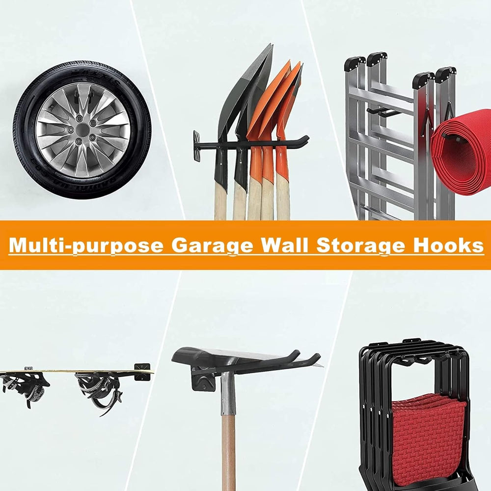 TORACK 4-Pack Garage Storage System Hooks, Wall Mount Tool Organizer