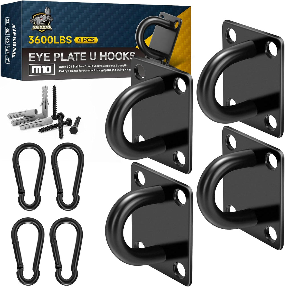 M10 Pad Eye Hooks 4-Pack, 900LB 304 Stainless Steel Swing Hooks Kit