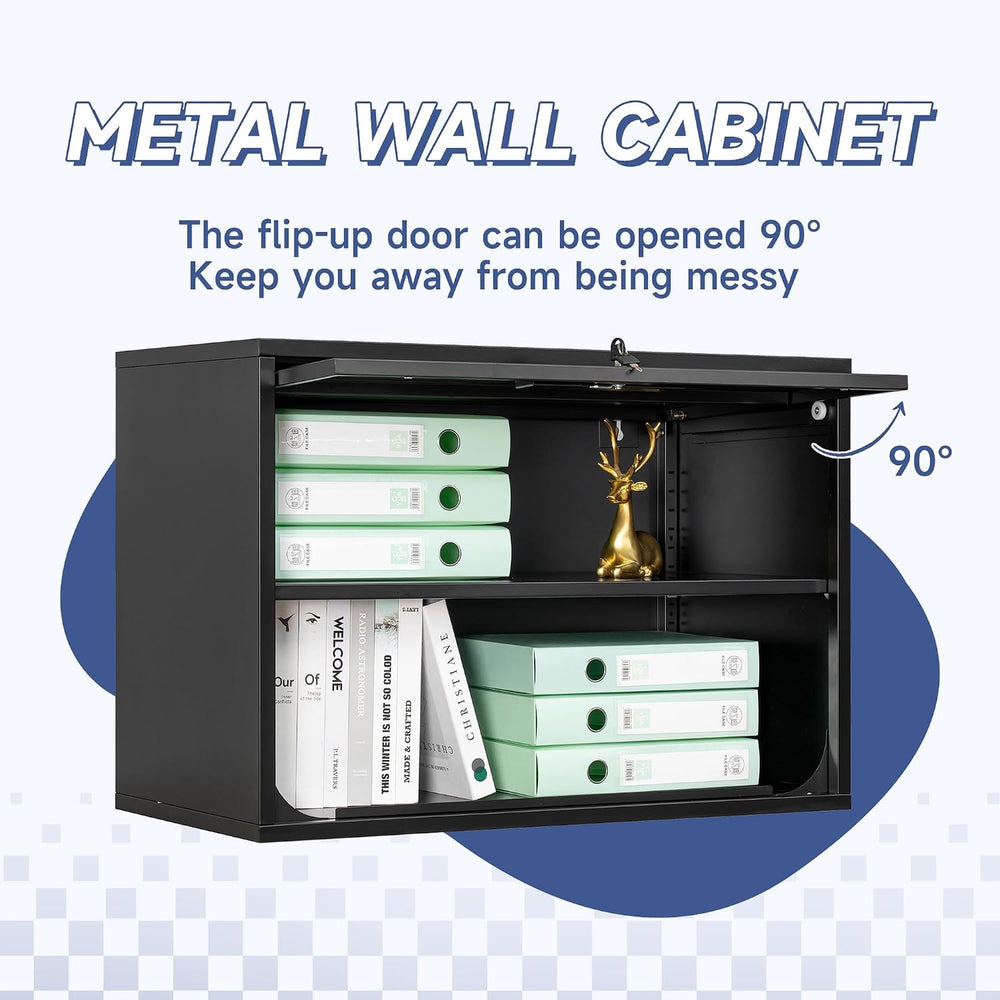 Metal Wall Cabinet with Locking Door and Shelf, Hanging Garage Cabinets with ...