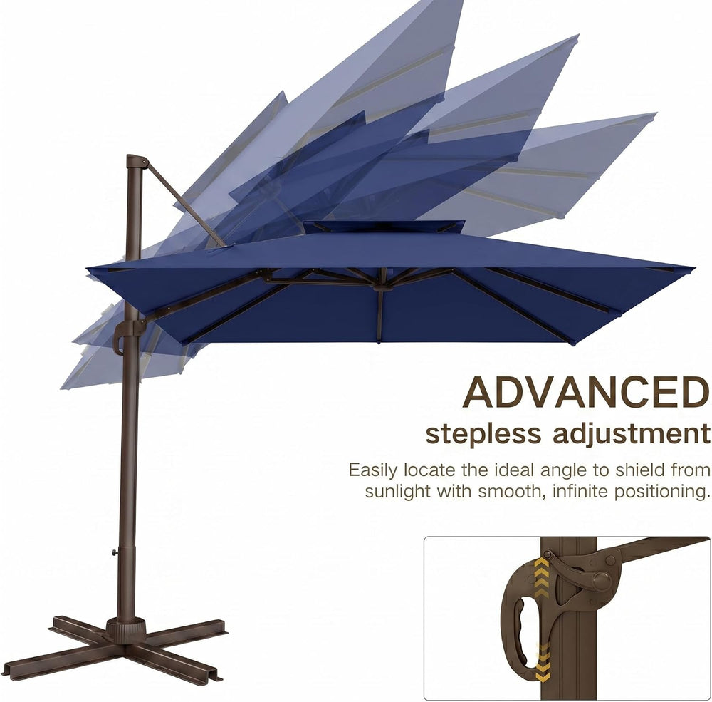Kingdura 12' X 12' Cantilever Patio Umbrella with Double Top Vent, La...