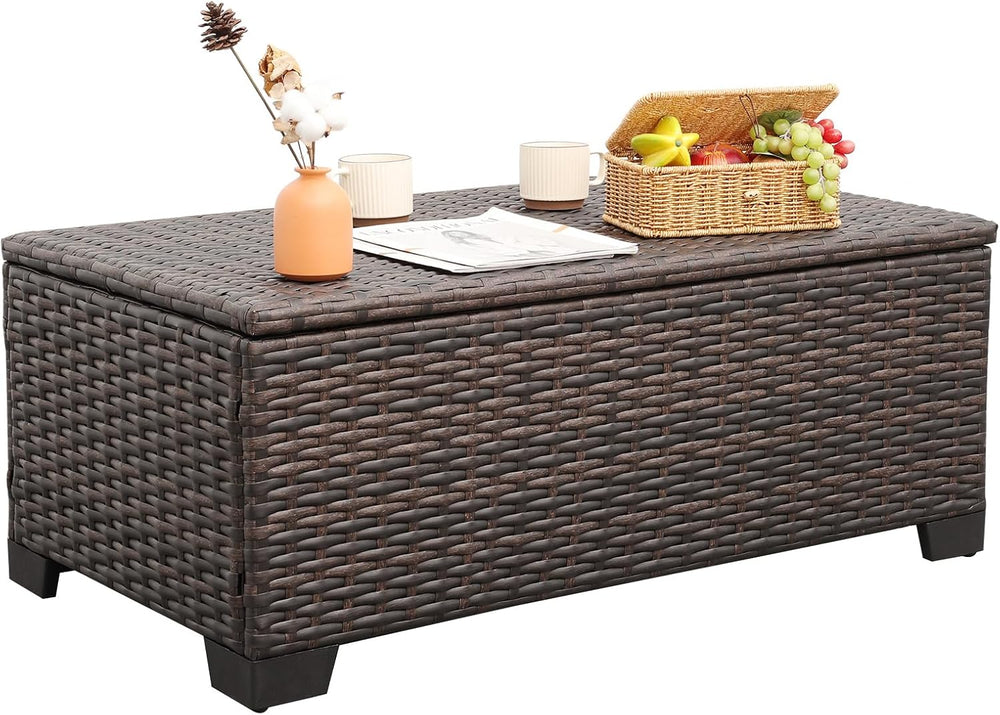 Rattaner Outdoor Table Patio Furniture All-Weather Patio Table Wicker Coffee ...