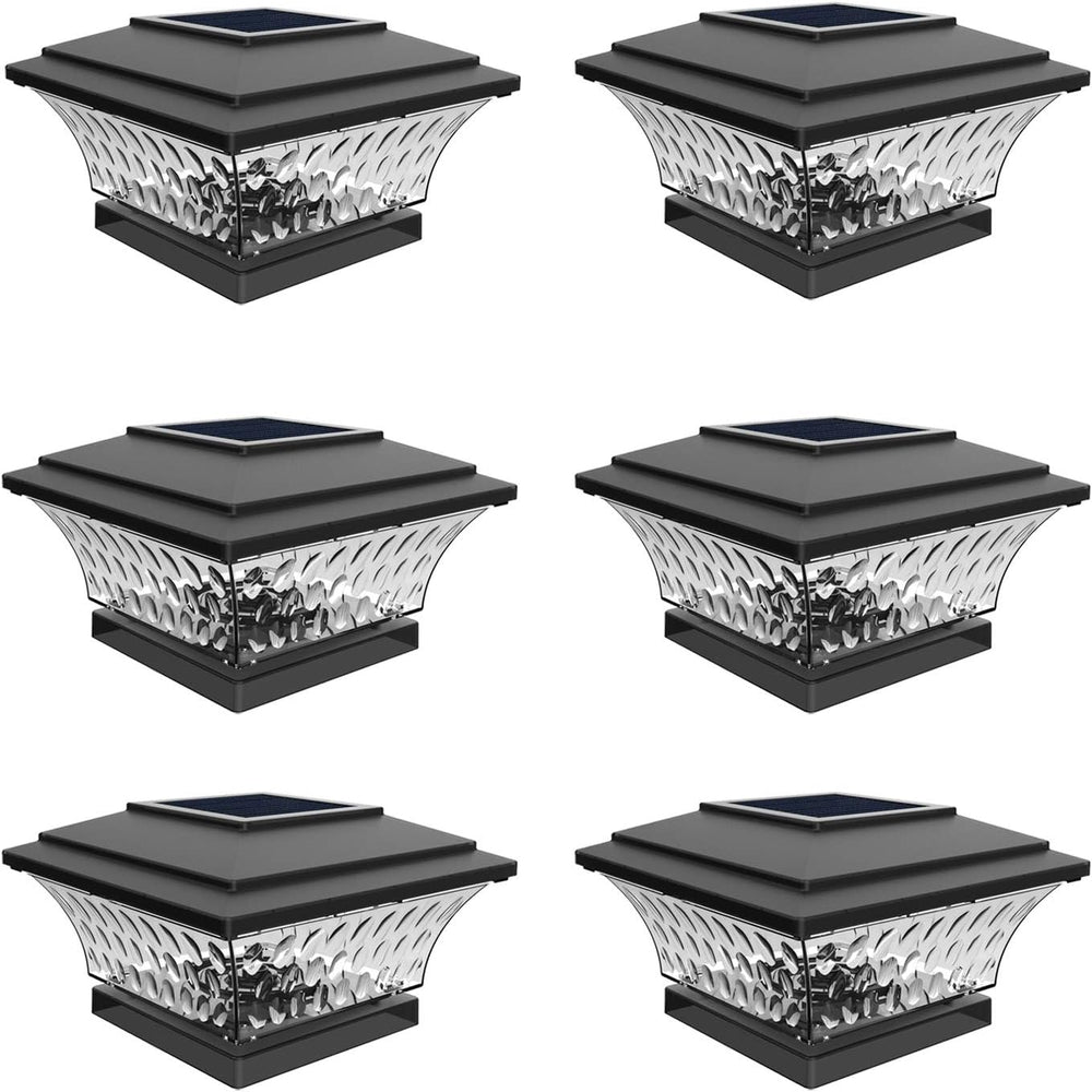 6PK Solar Post Cap Lights Outdoor Fence Cap Light for 4x4 Wooden Posts