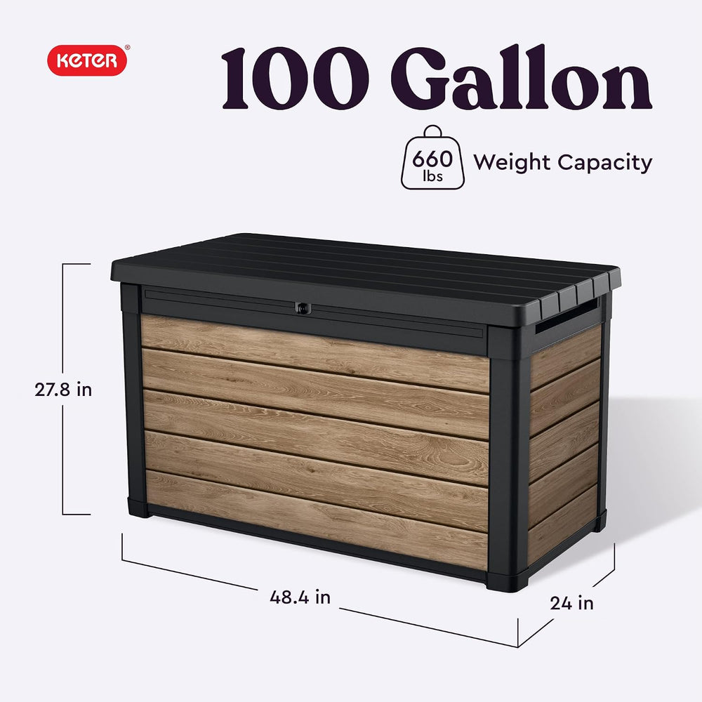 Keter Signature Collection 100 Gallon Resin Deck Box Organization Box and Sto...