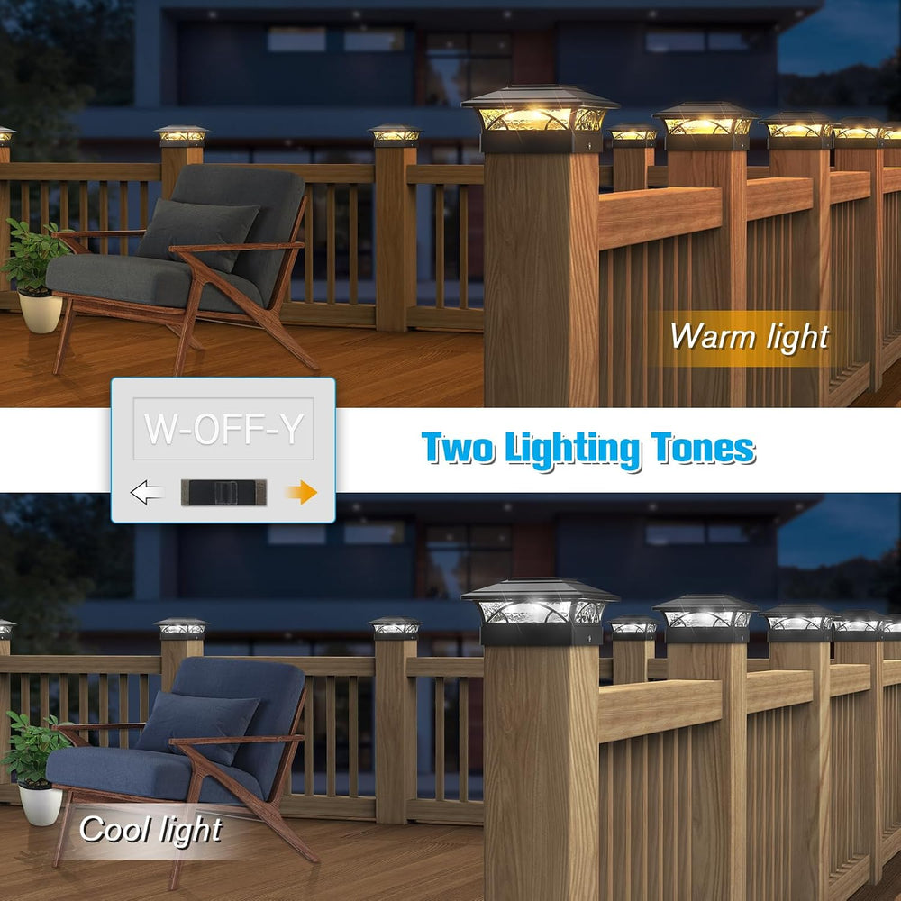 JOFIOS Post Cap Lights Outdoor 12pack, Black Deck Fence Post Lights Solar Pow...
