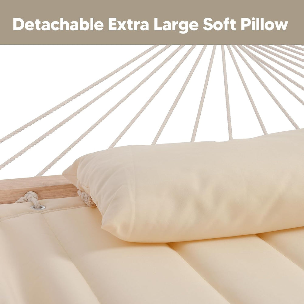Portable Outdoor Hammock with Stand, Sun-Protective Canopy, Beige