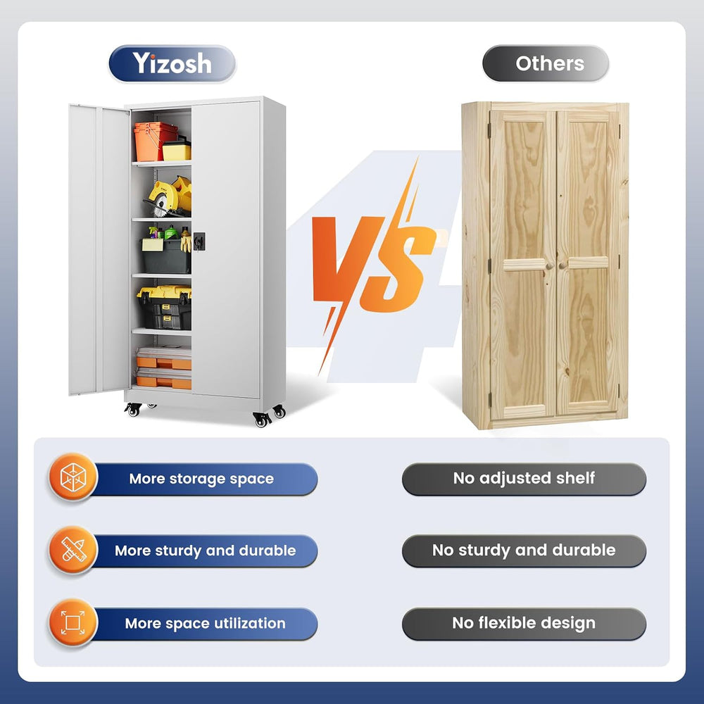Metal Garage Storage Cabinet with Locking Doors and Adjustable Shelves,- 75&q...