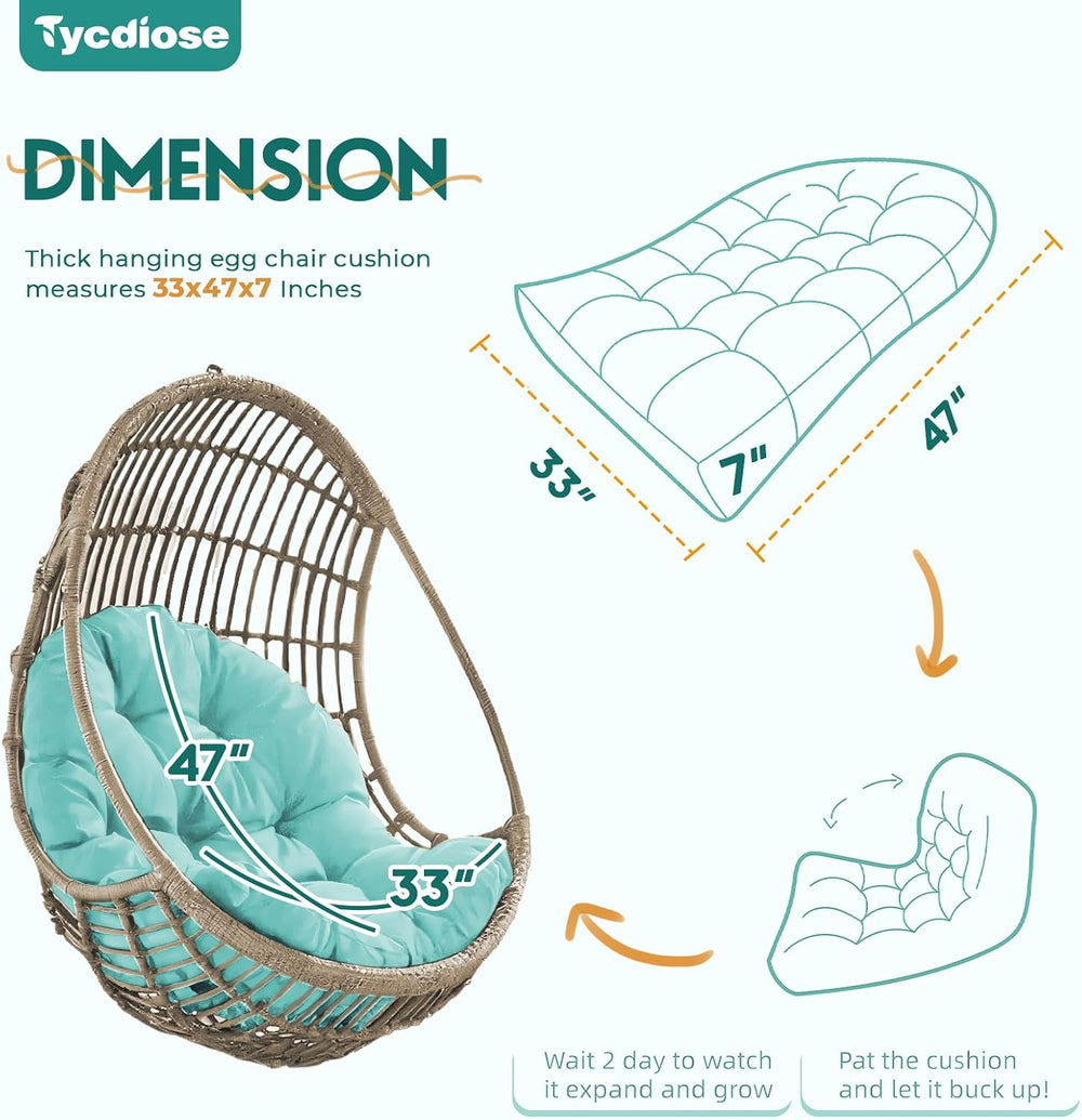 Egg Chair Cushion Replacement, Waterproof Outdoor Hanging Egg Chair Cushion H...