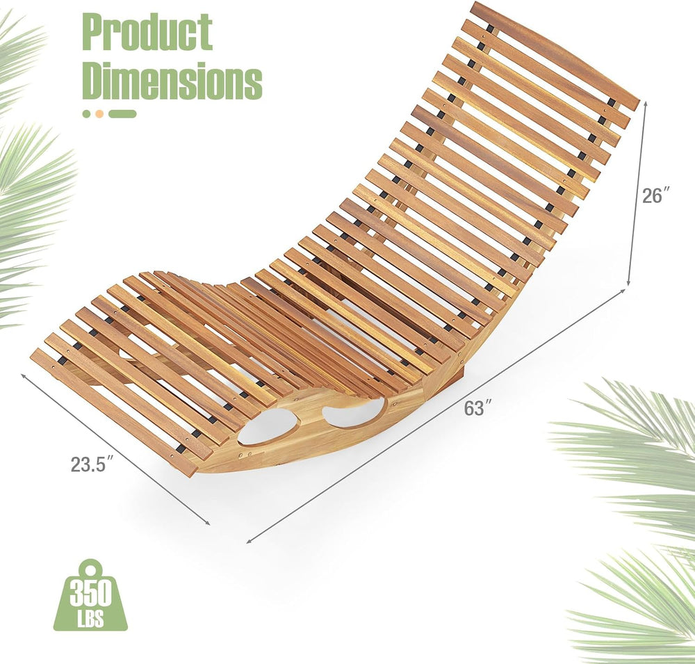 Tangkula Outdoor Chaise Lounge Chair Set of 2, Acacia Wood Rocking Sun Lounge...