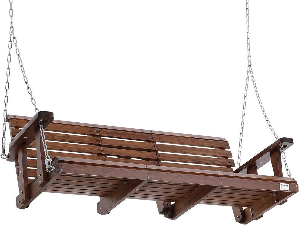 VEVOR Wooden Porch Swing 5 ft, Patio Bench Swing for Courtyard & Garden, ...