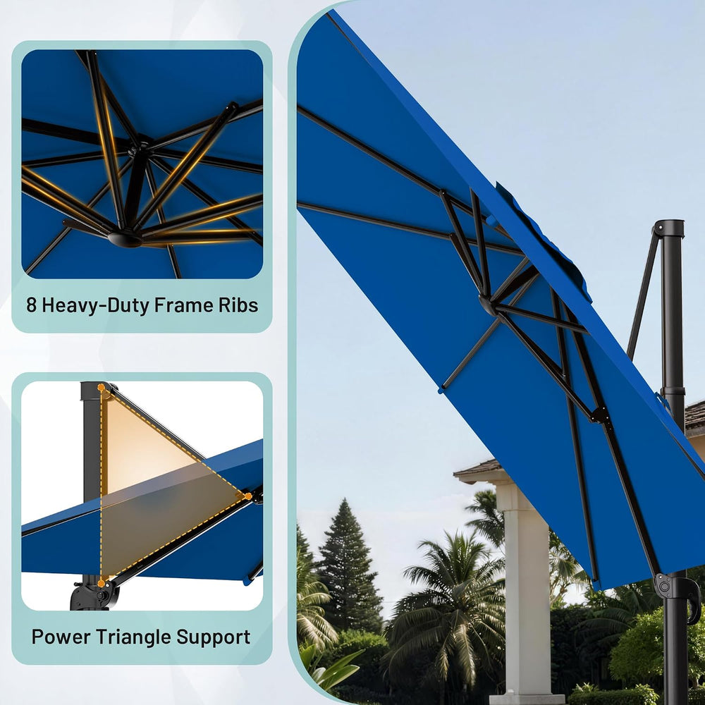 AreShark 10 X 13 FT Cantilever Umbrella w/ 360-Degree Rotation, Royal Blue