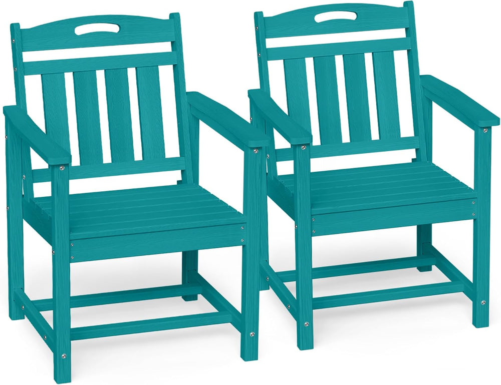 Ciokea HDPE Outdoor Patio Dining Chairs Set of 2, All-Weather, Lake Blue
