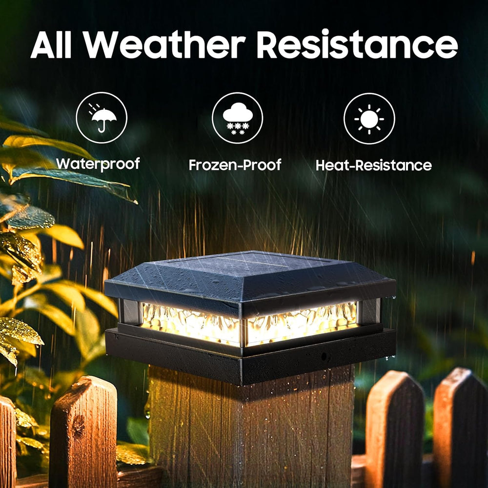 Solar Post Cap Lights 12 Pack for 4x4 4.5x4.5 5x5 Vinyl/Wood Posts, Black