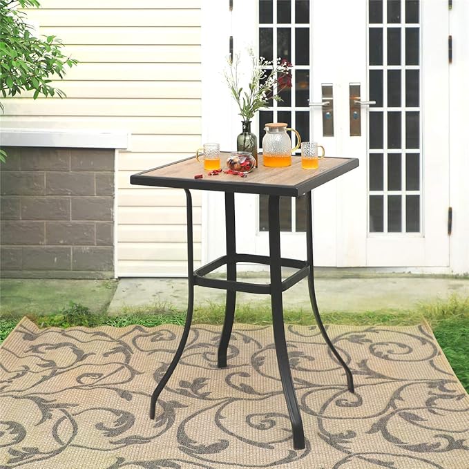 PHI VILLA 3 PCS Patio Swivel Bar Set Outdoor Furniture Bar Height Bistro Set,...