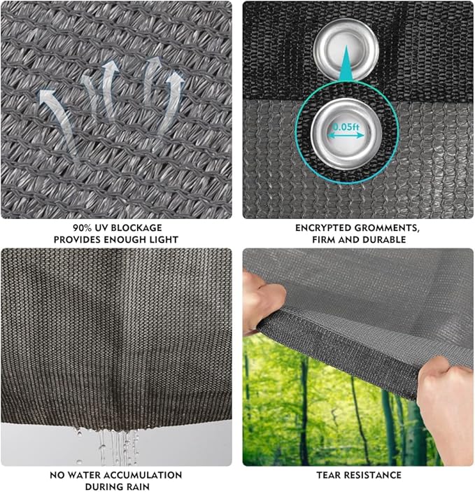 90% Shade Cloth Sun Shade Fabric for Patio Garden Pergola Shade Cover Canopy ...