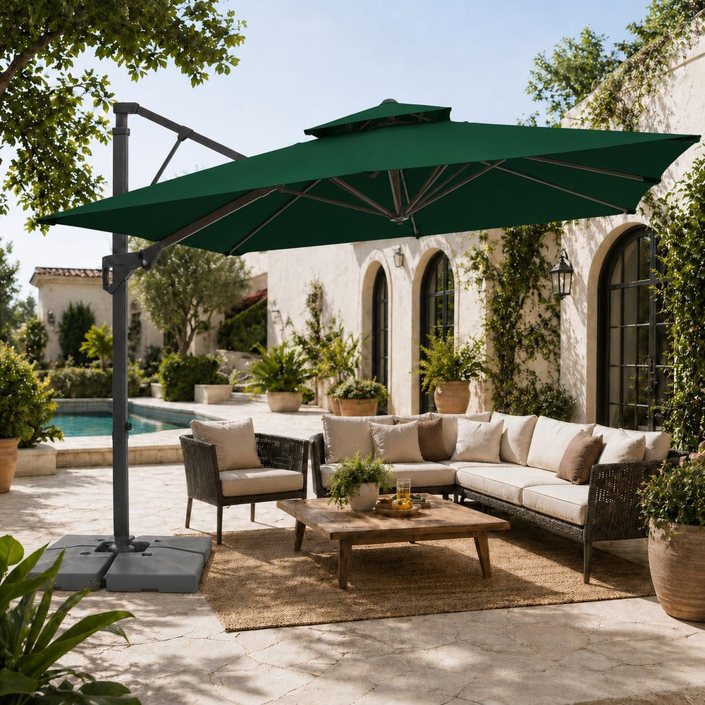 JEAREY 9x9 ft 2-Tier Cantilever Patio Umbrella, Outdoor Offset Umbrella