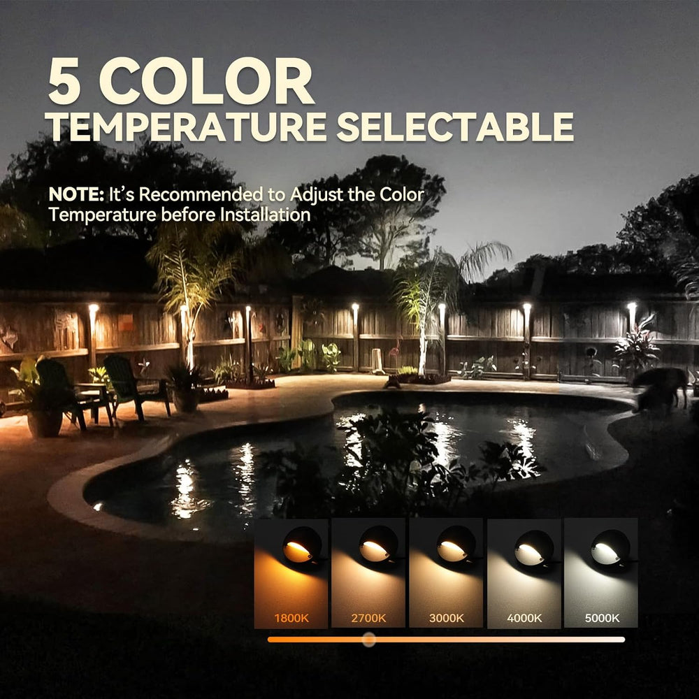 LEONLITE 6-Pack 5CCT 3.74inch Low Voltage LED Deck Lights, Black