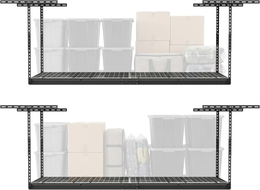 MonsterRax 2-Pack 3x8 Overhead Garage Storage Rack, Gray, 12"-24" H...
