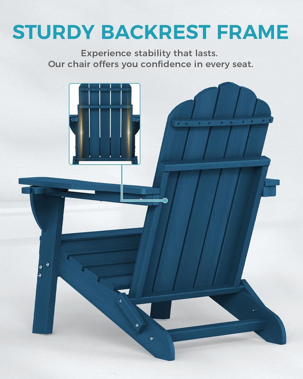 Folding Adirondack Chairs Set of 4, Plastic Patio Chair with 2 Cup Holders