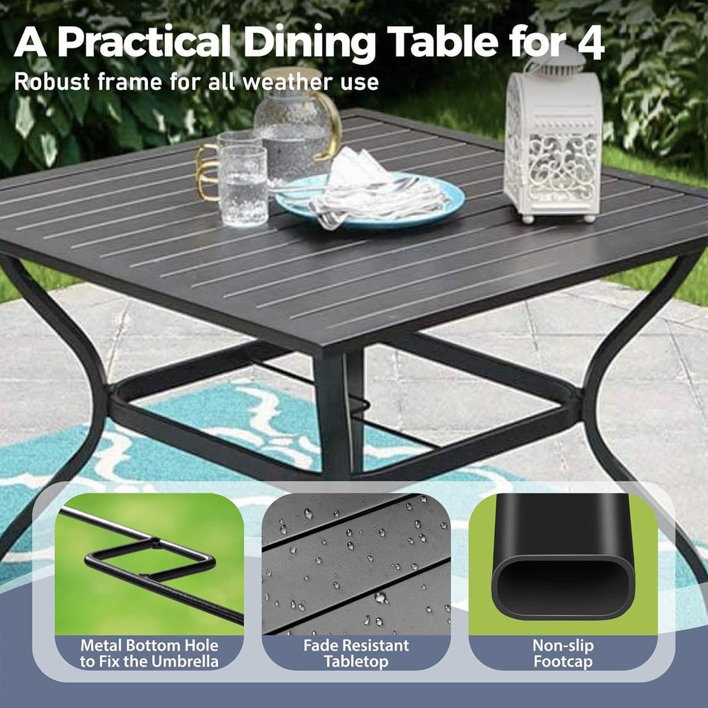 SUNSHINE VALLEY 5pc Patio Dining Set, 37" Square Table & 4 Blue Chairs