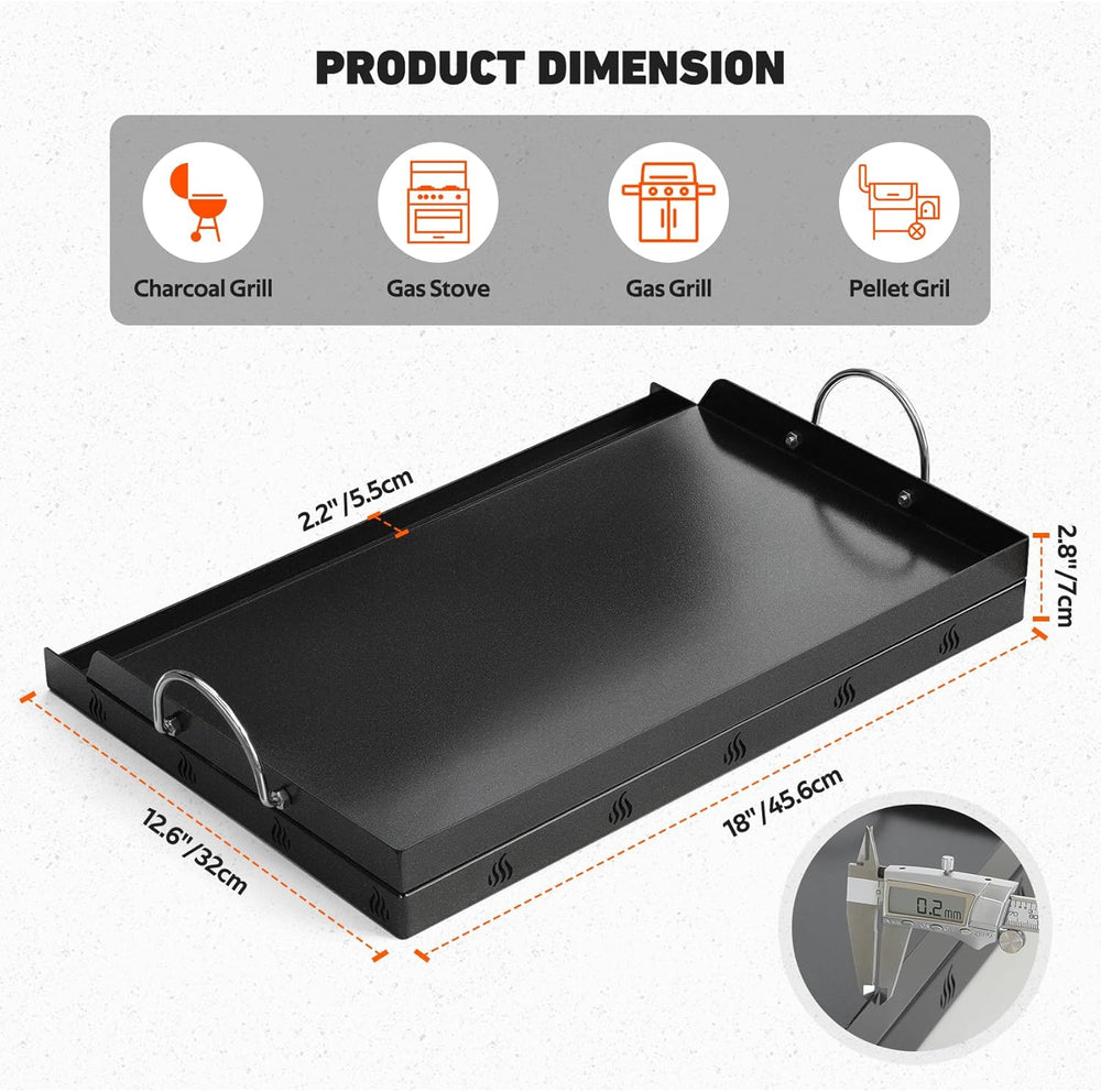 Onlyfire Universal BBQ Griddle with Handles for Most Grills, Ceramic Coated N...