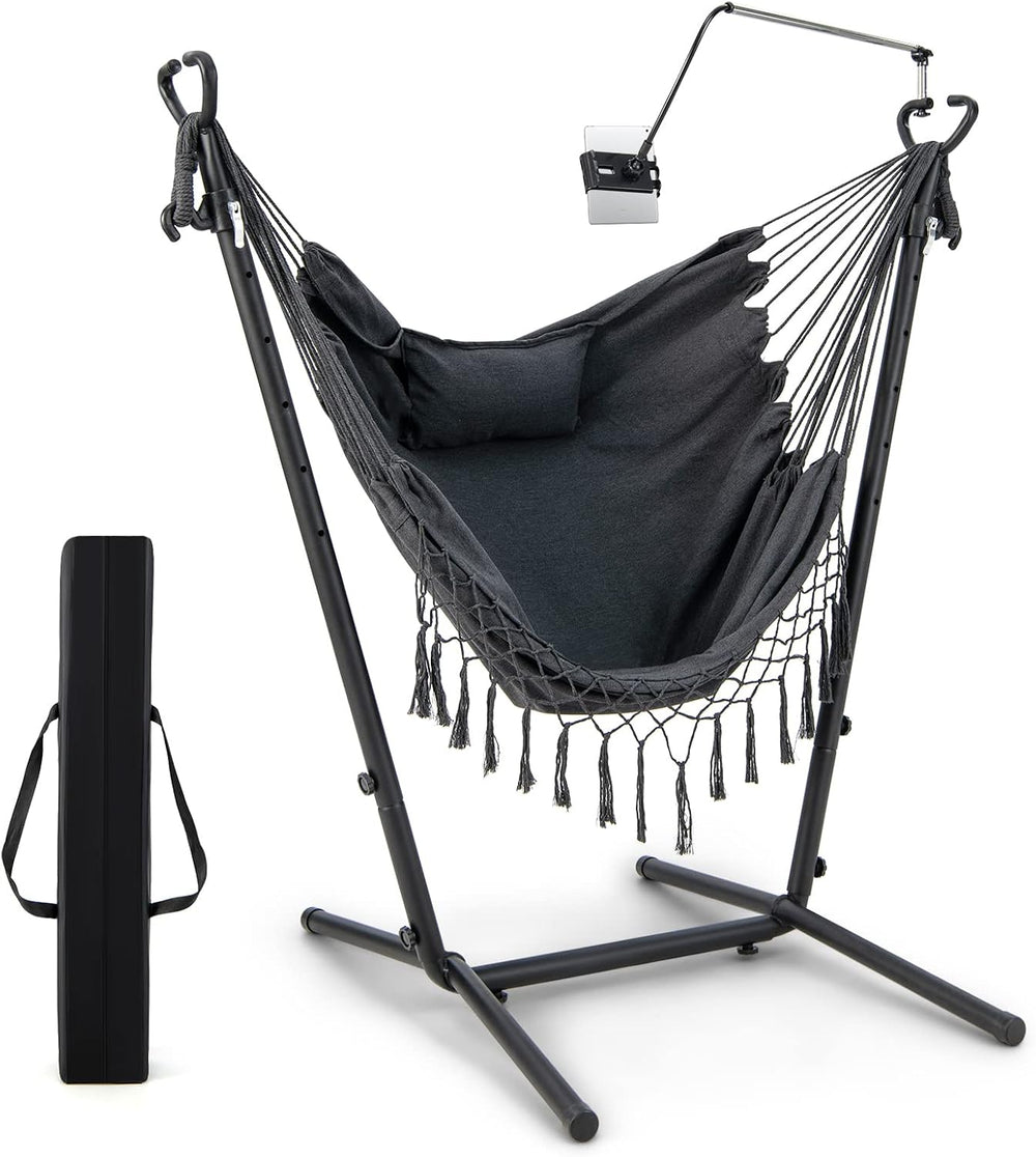 Giantex Hanging Swing with Stand - Hammock Chair with Phone Holder, Pillow, S...