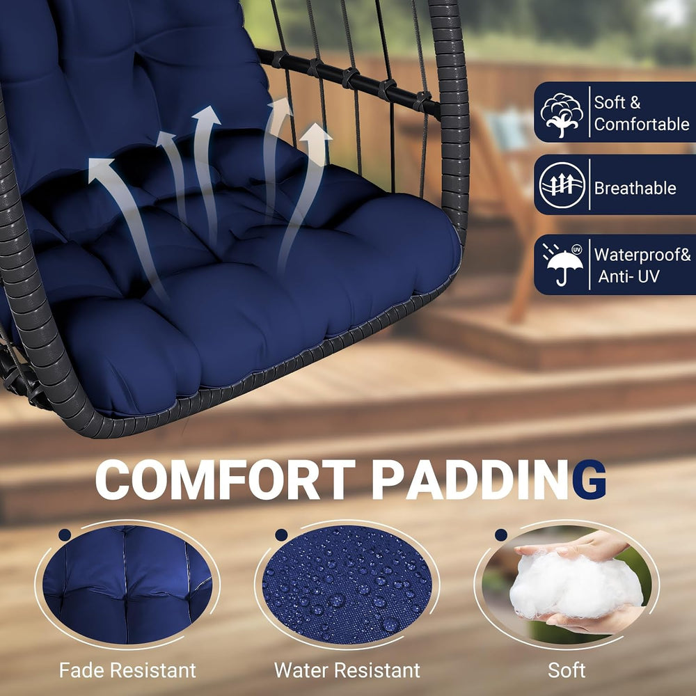 LEVELEVE Hanging Egg Chair with Stand, Patio Rattan Wicker Swing Chair, Overs...