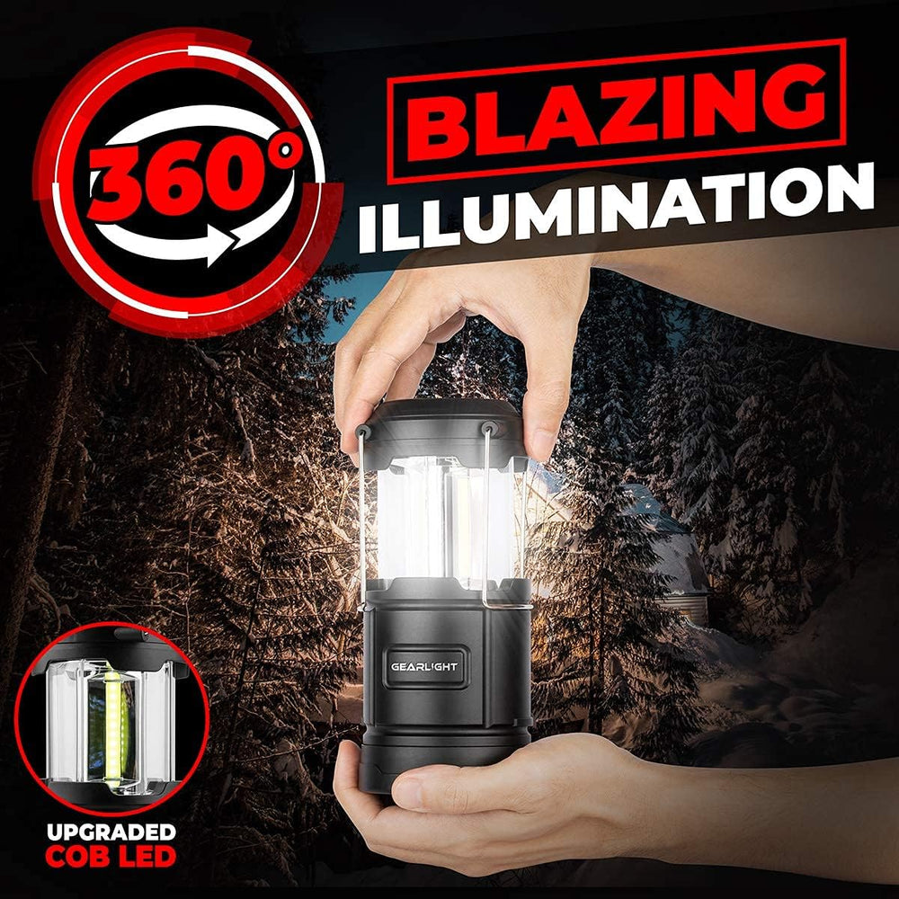 GearLight Camping Lantern - 2 Portable LED Battery Powered Lantern with Magne...