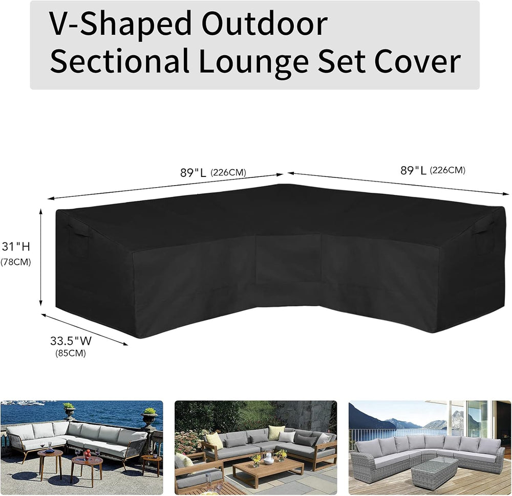 Easy-Going 600D Patio V-Shaped Sectional Sofa Cover 89" L(on Each Side)