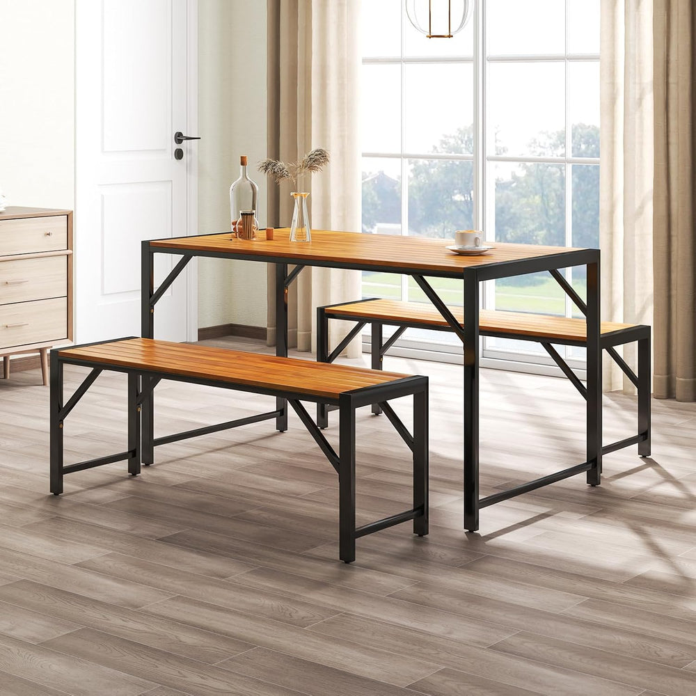 Tangkula 3 Pieces Patio Dining Set for 6 People, Outdoor Picnic Table & 2...