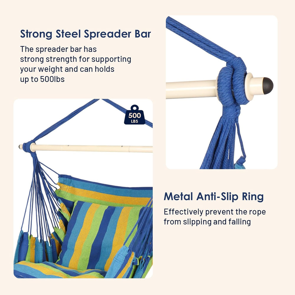 Highwild Hammock Chair Hanging Rope Swing - Max 500 Lbs - 2 Cushions Included...