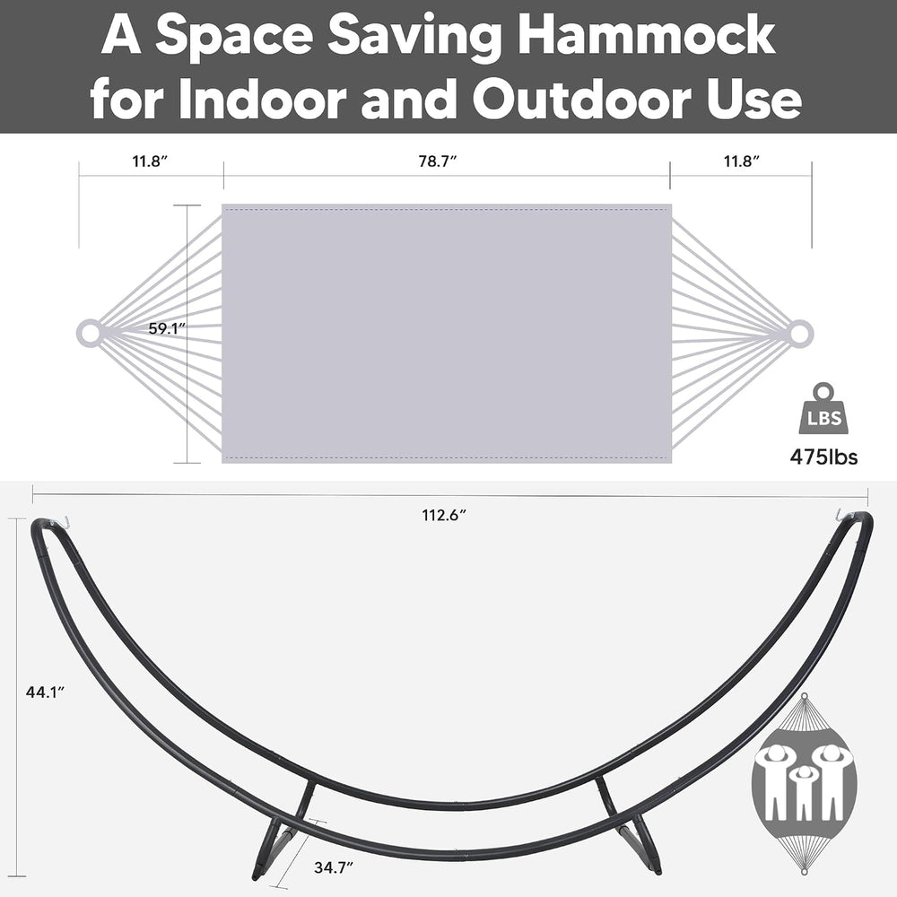 Portable Large Hammock with Stand, Patented, Light Gray