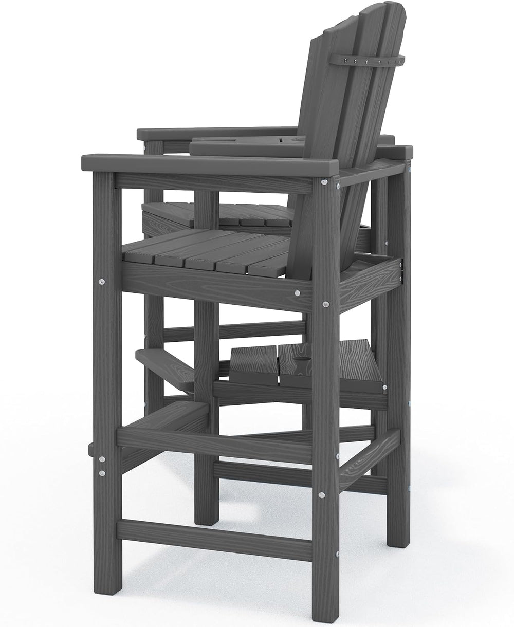 Tall Adirondack Chair Set of 2 with Double Connecting Trays, Gray