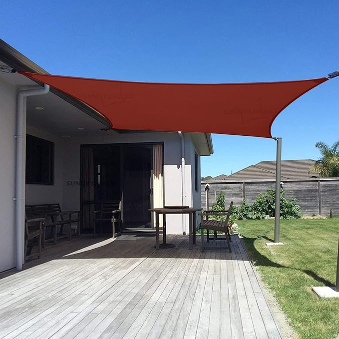 SUNNY GUARD Sun Shade Sail 12'x16' Rectangle Terra Red UV Block Sunsh...