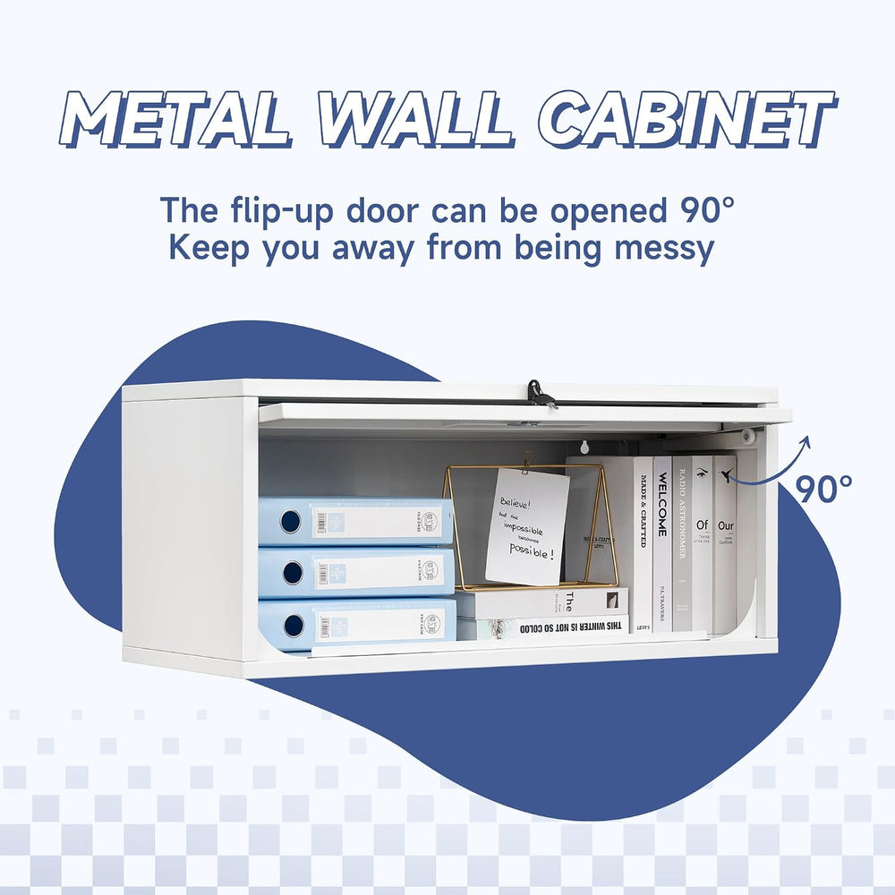 Metal Wall Storage Cabinet with Up-flip Door, Wall-Mounted Storage Cabinet fo...