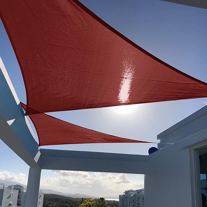 SUNNY GUARD Sun Shade Sail 16'x16'x16' Triangle Terra Red UV Bloc...