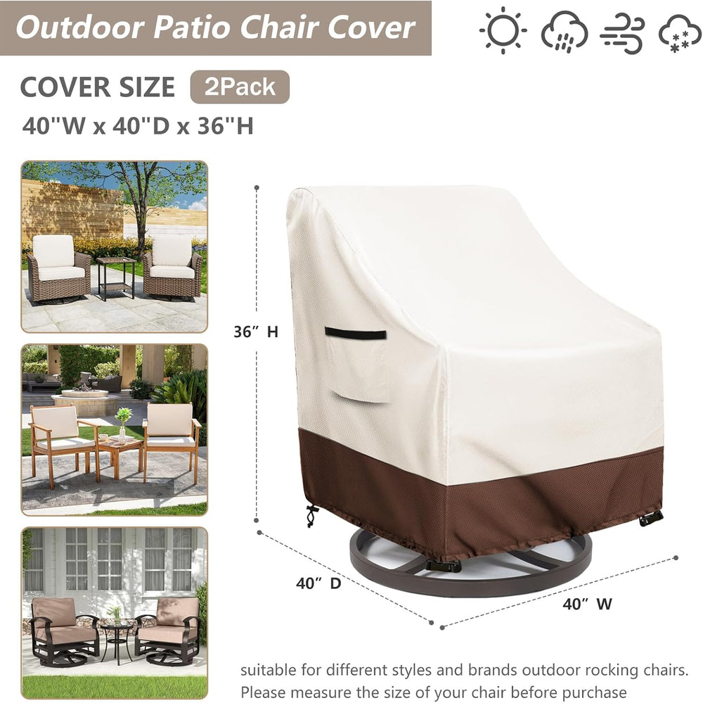 Outdoor Swivel Chair Covers Waterproof, 2 Pack 600D Heavy Duty Patio Furnitur...