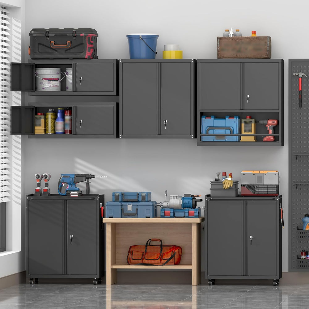 Metal Garage Wall Cabinets,13" H Garage Storage Cabinet Wall Mounted,Flo...