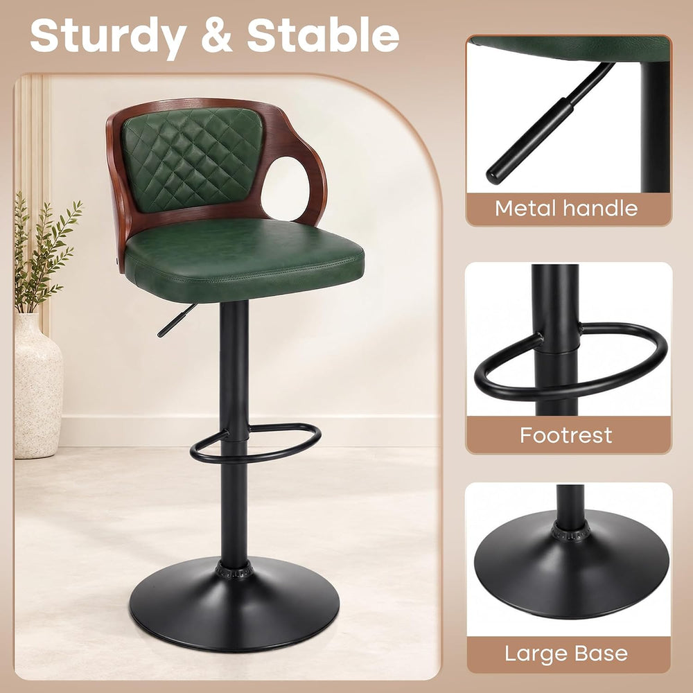 VECELO Swivel Bar Stools Set of 2, Adjustable Counter Height Stools with Bent...
