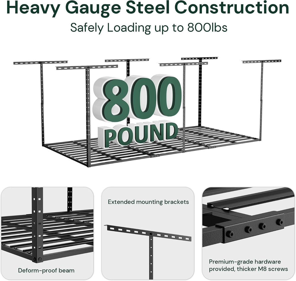 SunsGrove 4x8 Garage Storage Overhead Rack Organization, Adjustable Ceiling M...
