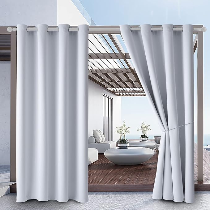 Outdoor Indoor Curtains W52 x L108 for Patio - Weather-resistant Window Panel...