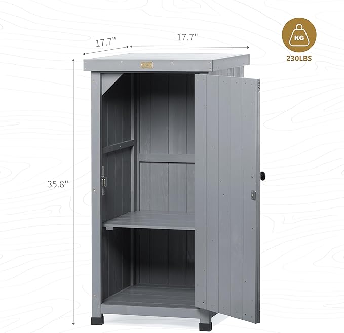 HABAU Outdoor Storage Cabinet for Patio, Garden Potting Bench Table with Shel...