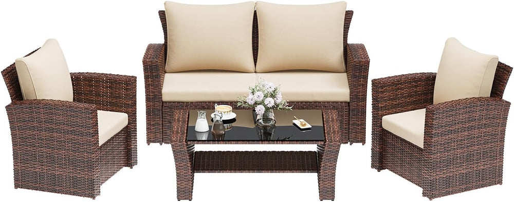 Wisteria Lane Patio Furniture Set, Wicker Outdoor Furniture for All Weather