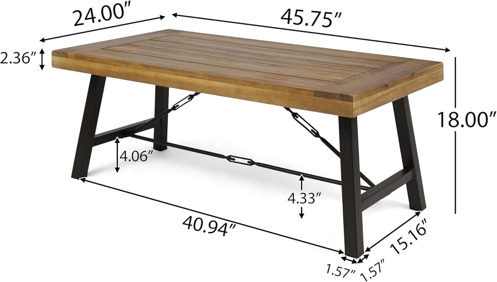 Christopher Knight Home Catriona Outdoor Acacia Wood Coffee Table, Teak Finis...