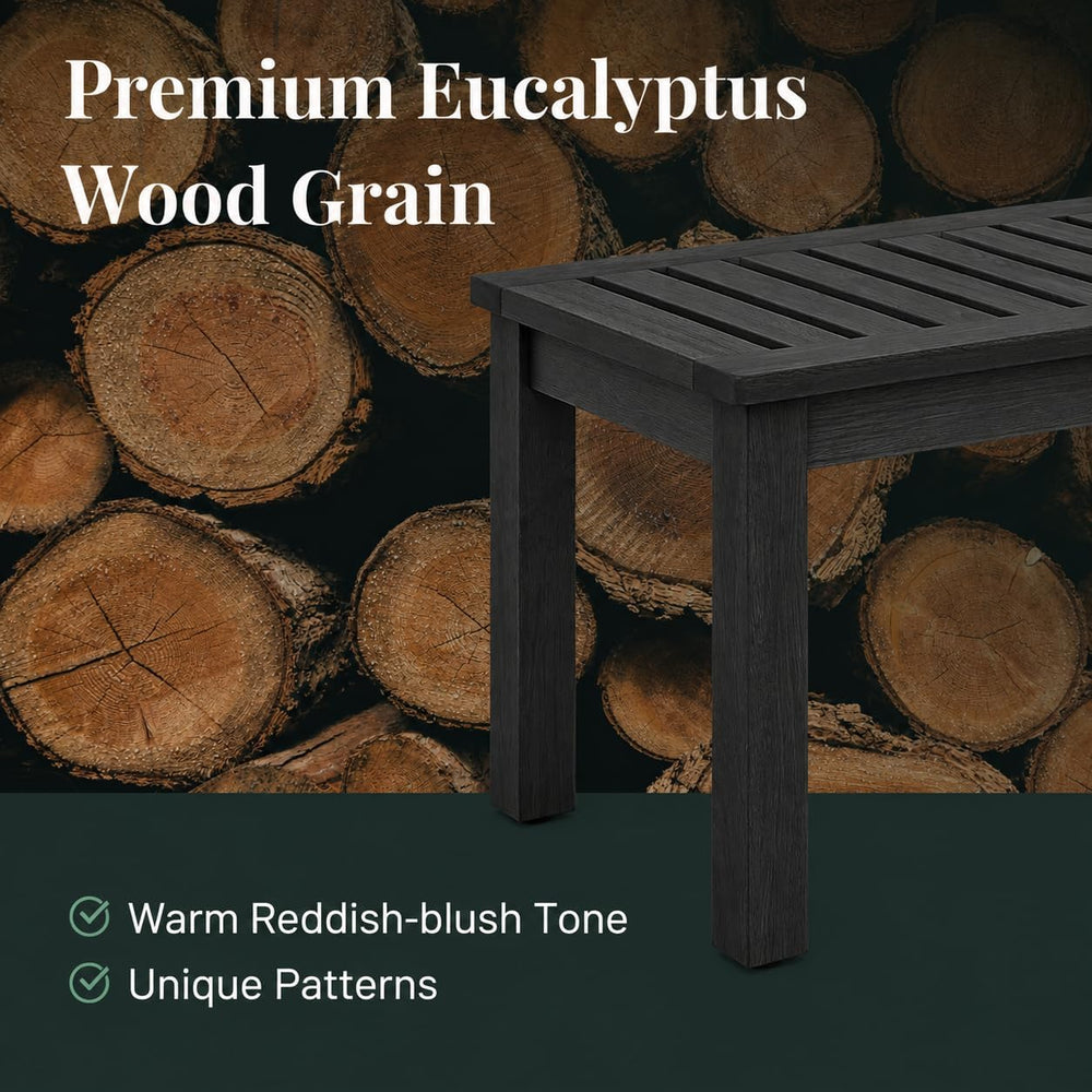 52" Backless Wood Bench Seat, Outdoor Garden Patio Bench, Entryway