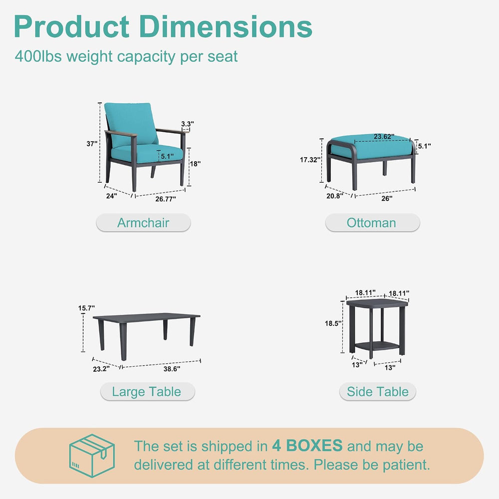 Aluminum Outdoor Patio Furniture Set Sectional Sofa with Oversized seat
