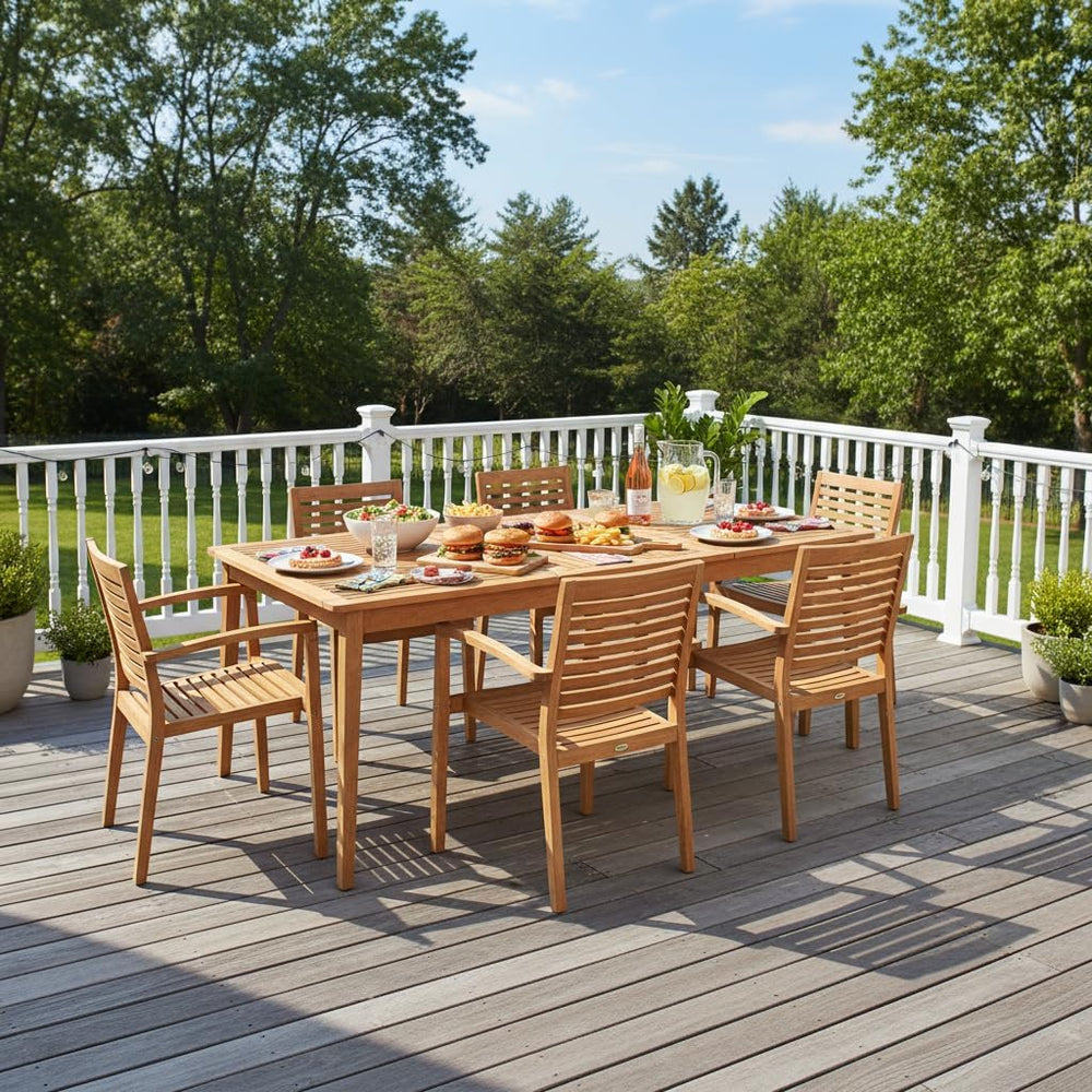Tangkula 6-Person Outdoor Acacia Wood Dining Table, 67" Rectangular Table